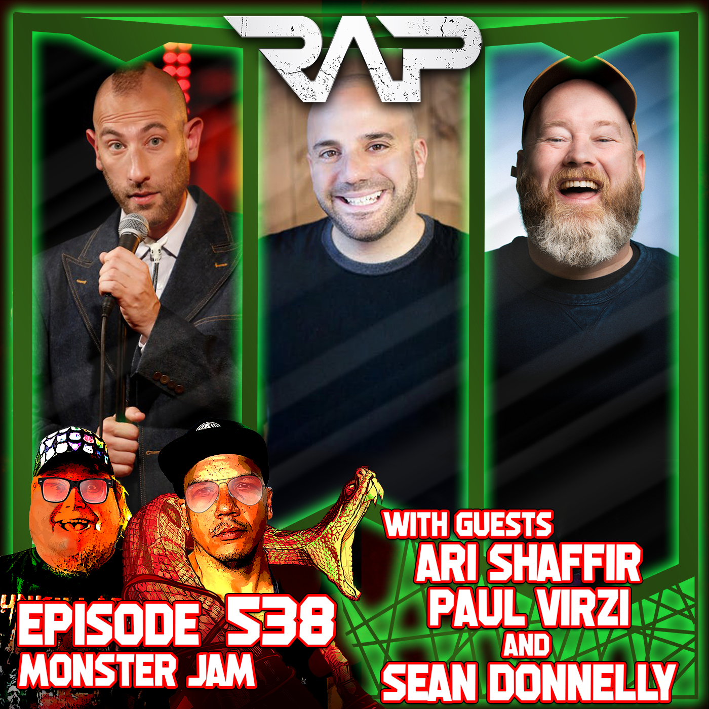 0538. Monster Jam (Ari Shaffir, Paul Virzi & Sean Donnelly) episode artwork